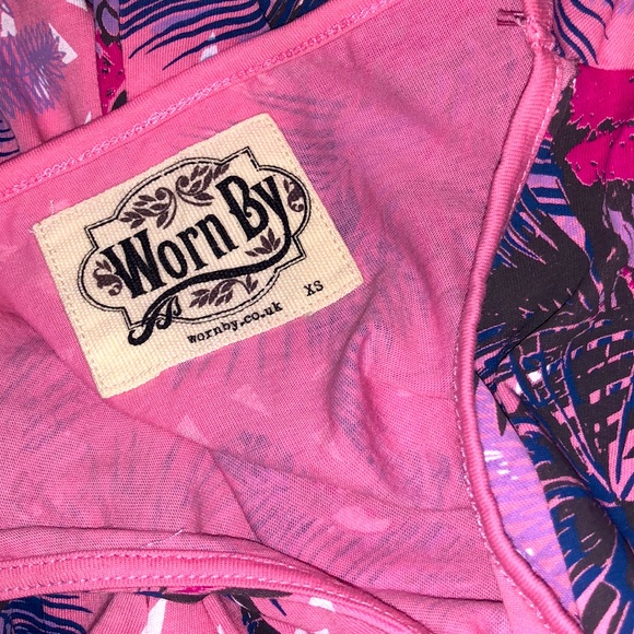 Tequila Sunrise Pink Parrot Tropical Sleeveless Dress XS - Picture 5 of 5